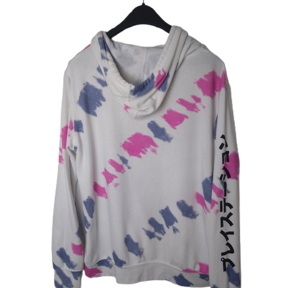 Tie dye Playstation Hoodie White Pink Purple Size M 38-40 Gamer Video Games EUC - Picture 2 of 4